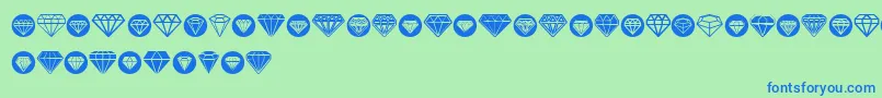 フォントDiamondo – 青い文字は緑の背景です。