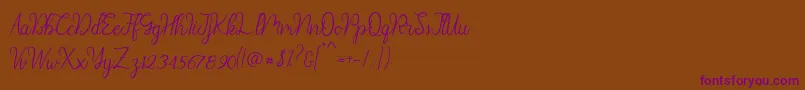 Diana Script demo-Schriftart – Violette Schriften auf braunem Hintergrund