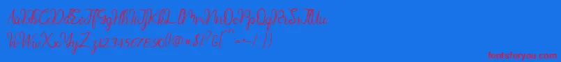 Diana Script demo-Schriftart – Rote Schriften auf blauem Hintergrund