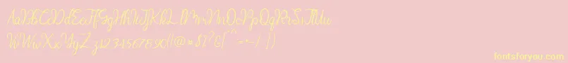 Diana Script demo-Schriftart – Gelbe Schriften auf rosa Hintergrund