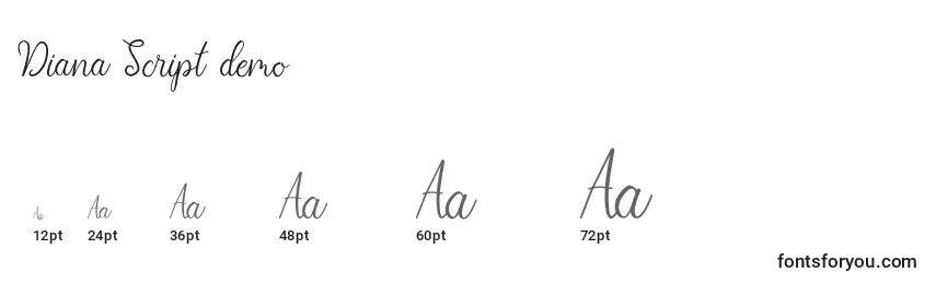 Größen der Schriftart Diana Script demo