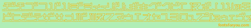 フォントKatakanaPipe – オレンジの文字が緑の背景にあります。