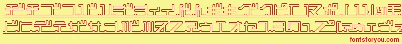 KatakanaPipe Font – Red Fonts on Yellow Background