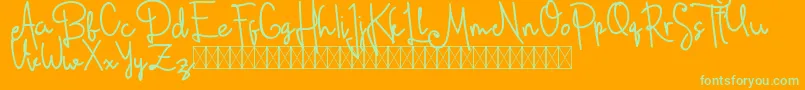 dianamoon script free-Schriftart – Grüne Schriften auf orangefarbenem Hintergrund