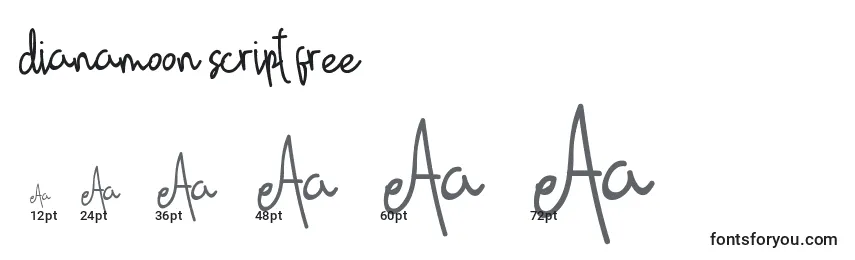 Размеры шрифта Dianamoon script free