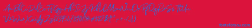 DianaWebber Script DEMO-Schriftart – Blaue Schriften auf rotem Hintergrund