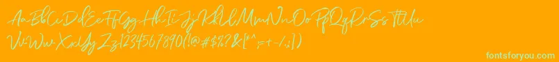 DianaWebber Script DEMO-Schriftart – Grüne Schriften auf orangefarbenem Hintergrund