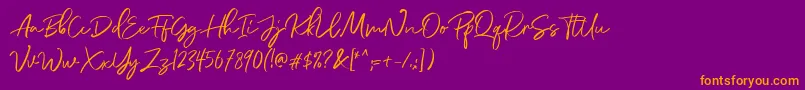 fuente DianaWebber Script DEMO – Fuentes Naranjas Sobre Fondo Morado