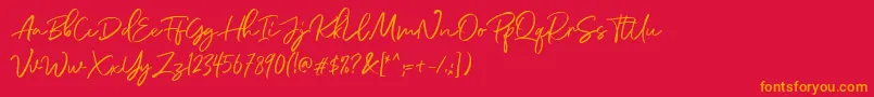 DianaWebber Script DEMO-Schriftart – Orangefarbene Schriften auf rotem Hintergrund