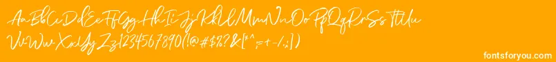 DianaWebber Script DEMO-Schriftart – Weiße Schriften auf orangefarbenem Hintergrund