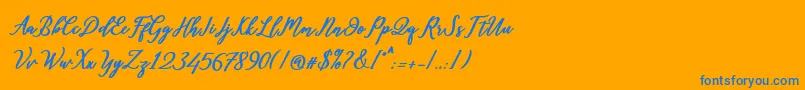 Diantha-Schriftart – Blaue Schriften auf orangefarbenem Hintergrund