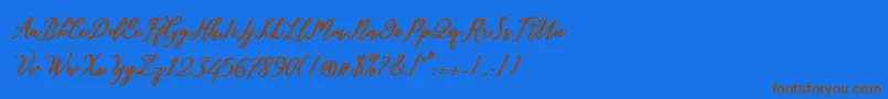 Diantha-Schriftart – Braune Schriften auf blauem Hintergrund