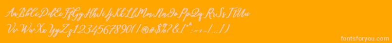 Diantha-Schriftart – Rosa Schriften auf orangefarbenem Hintergrund