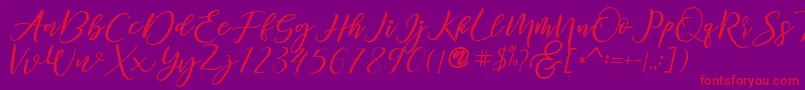 diary Amily demo Font – Red Fonts on Purple Background