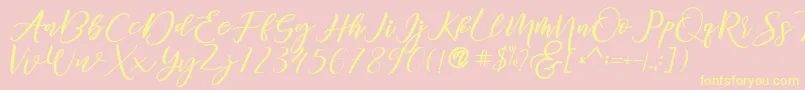 diary Amily demo-Schriftart – Gelbe Schriften auf rosa Hintergrund