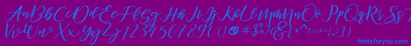 diary Amily demo-Schriftart – Blaue Schriften auf violettem Hintergrund