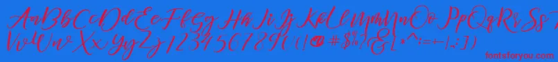 diary Amily demo Font – Red Fonts on Blue Background