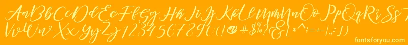 diary Amily demo Font – Yellow Fonts on Orange Background