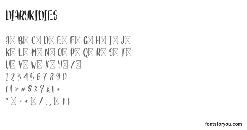 DIARYKIDIES-fontti – aakkoset, numerot, erikoismerkit
