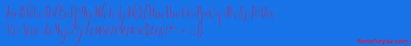 Dicella-Schriftart – Rote Schriften auf blauem Hintergrund