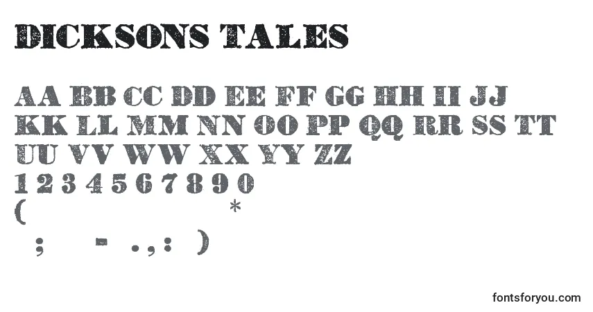 Schriftart Dicksons Tales – Alphabet, Zahlen, spezielle Symbole