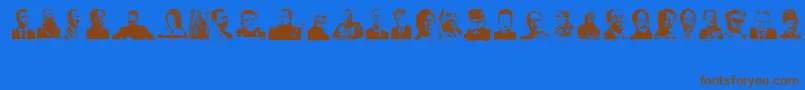 Czcionka Dictators – brązowe czcionki na niebieskim tle
