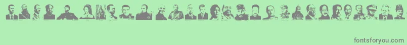 Dictators-fontti – harmaat kirjasimet vihreällä taustalla