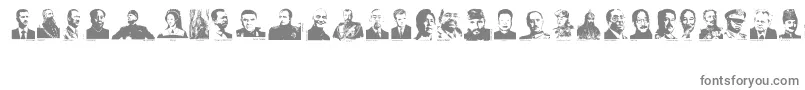 Dictators-fontti – harmaat kirjasimet valkoisella taustalla