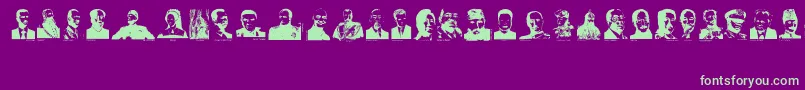 Dictators-fontti – vihreät fontit violetilla taustalla
