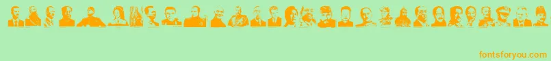 Dictators-Schriftart – Orangefarbene Schriften auf grünem Hintergrund