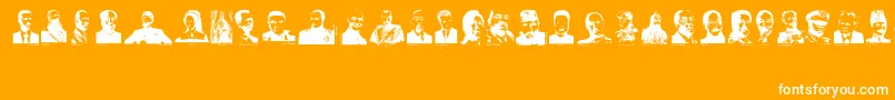 Dictators-Schriftart – Weiße Schriften auf orangefarbenem Hintergrund