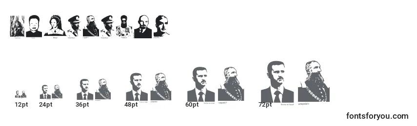 Größen der Schriftart Dictators