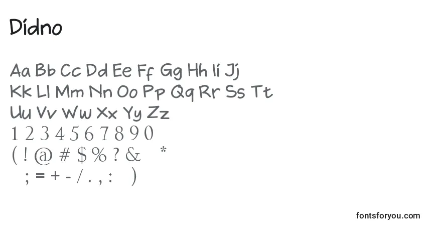 Schriftart Didno – Alphabet, Zahlen, spezielle Symbole
