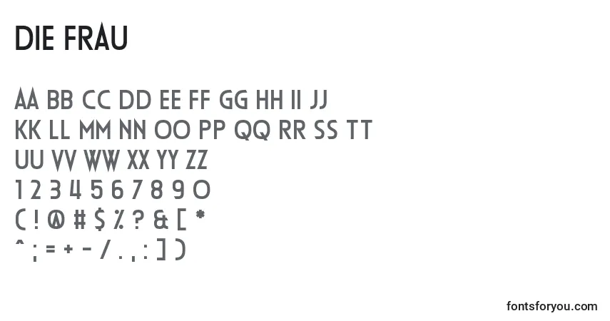 A fonte Die Frau – alfabeto, números, caracteres especiais