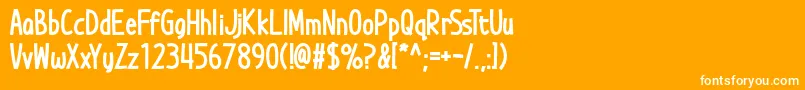 Die Grinsekatze-Schriftart – Weiße Schriften auf orangefarbenem Hintergrund