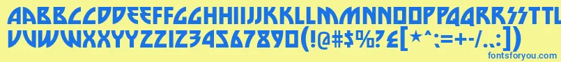 Fonte die nasty – fontes azuis em um fundo amarelo