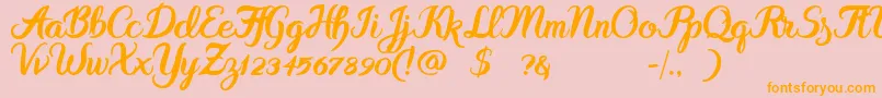 DieCunst-Schriftart – Orangefarbene Schriften auf rosa Hintergrund