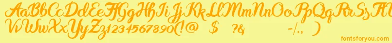 Fonte DieCunst – fontes laranjas em um fundo amarelo