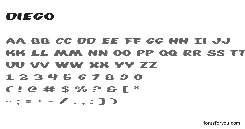 Diego (125049) Font – alphabet, numbers, special characters