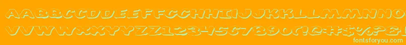 diego3d-Schriftart – Grüne Schriften auf orangefarbenem Hintergrund