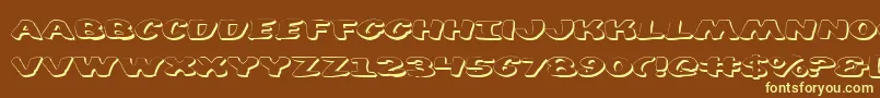 diego3d-fontti – keltaiset fontit ruskealla taustalla