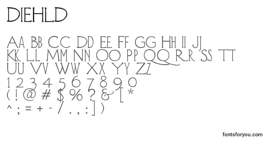 A fonte DIEHLD   (125053) – alfabeto, números, caracteres especiais