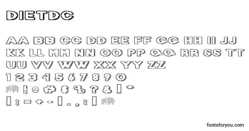 A fonte Dietdc   (125055) – alfabeto, números, caracteres especiais