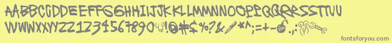 Ronttifontti2-Schriftart – Graue Schriften auf gelbem Hintergrund