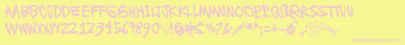 Ronttifontti2 Font – Pink Fonts on Yellow Background