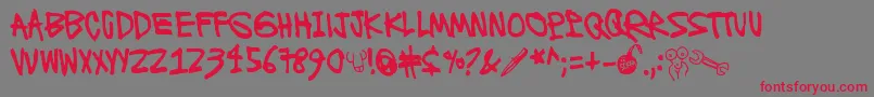 Ronttifontti2-Schriftart – Rote Schriften auf grauem Hintergrund