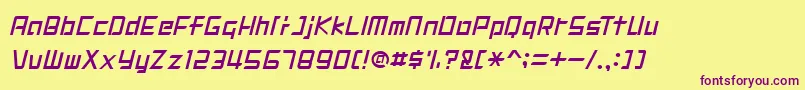 フォントDIGIMRG – 紫色のフォント、黄色の背景