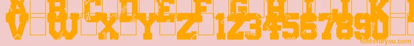 フォントDigital College – オレンジの文字がピンクの背景にあります。