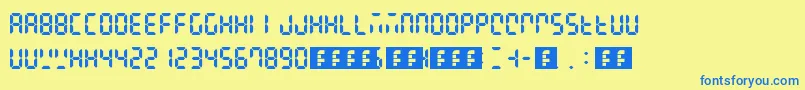 Digital Display Font – Blue Fonts on Yellow Background