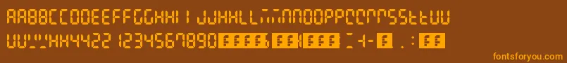 Digital Display-Schriftart – Orangefarbene Schriften auf braunem Hintergrund